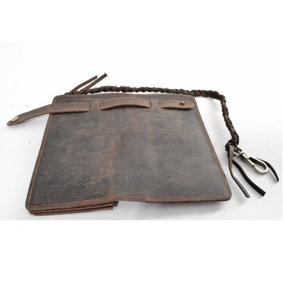 Vintage Men's Leather Card Holder Long Chain Trucker Wallet Biker Billfo… - Picture 5 of 7